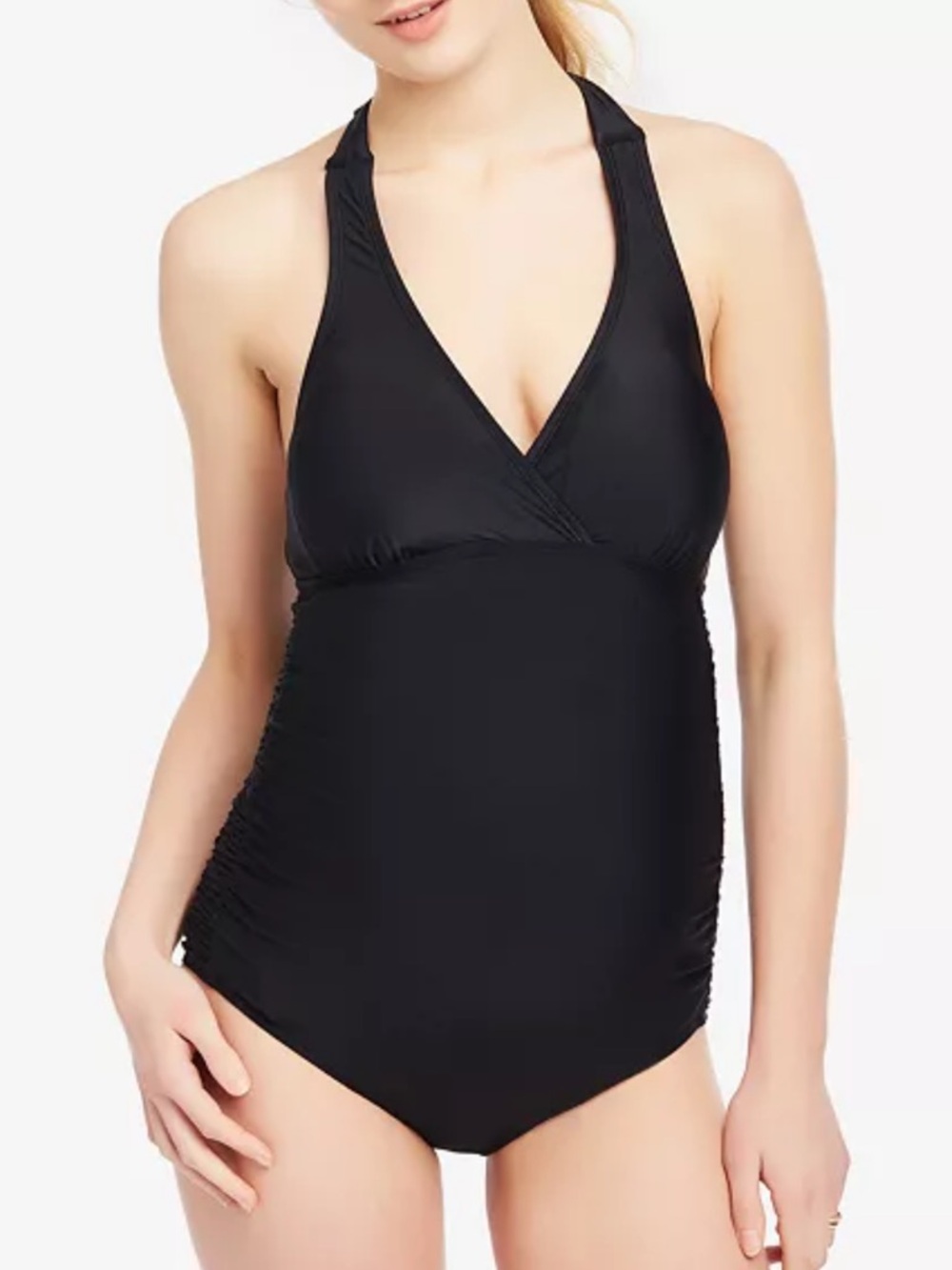 Motherhood Maternity Beach Bump Smocked Waist Maternity One-Piece Swimsuit Small